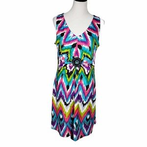 Lennie for Nina Leonard size Large Colorful Sleeveless Dress